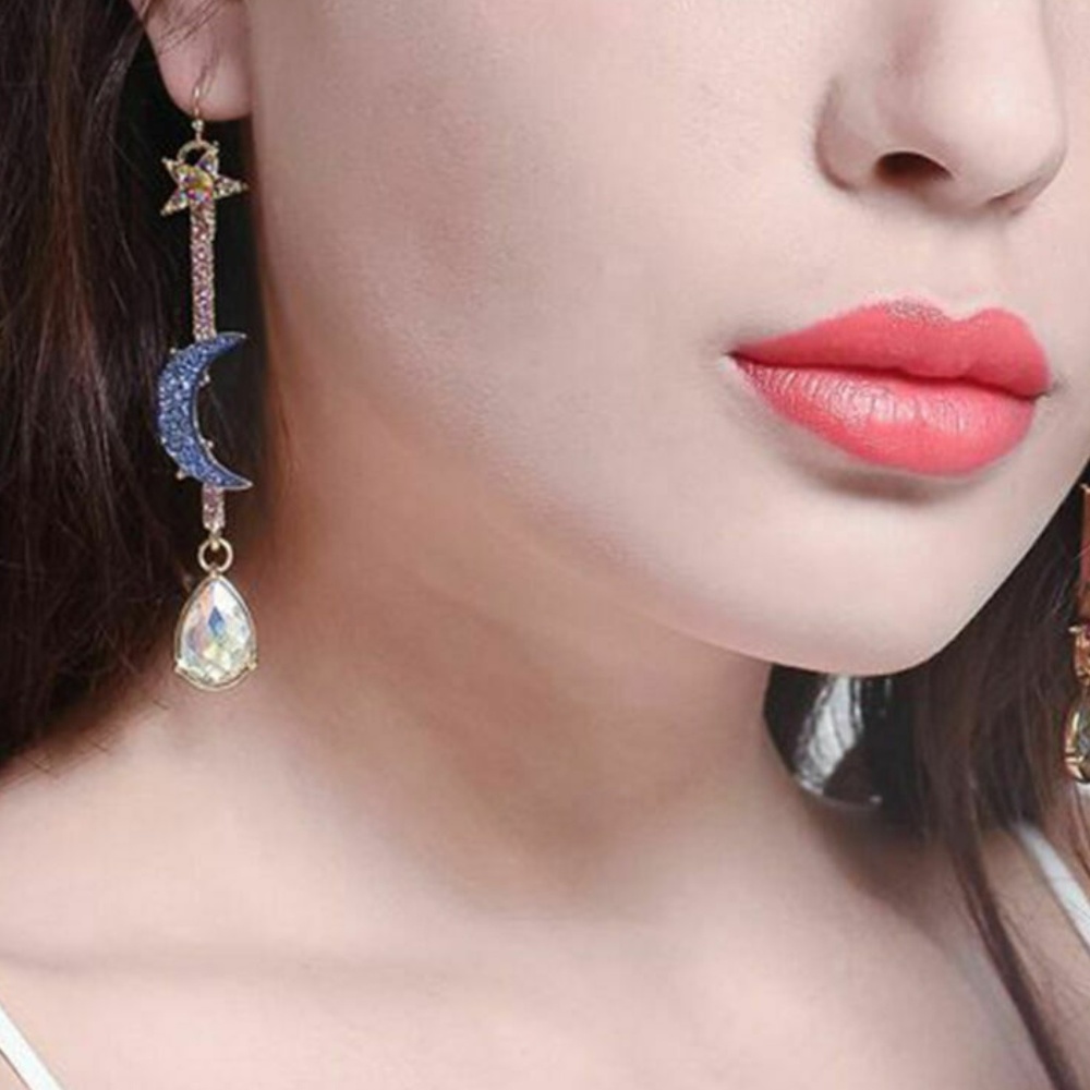 Stars & Moon Asymmetrical Drop Earrings NWT- - Picture 5 of 5